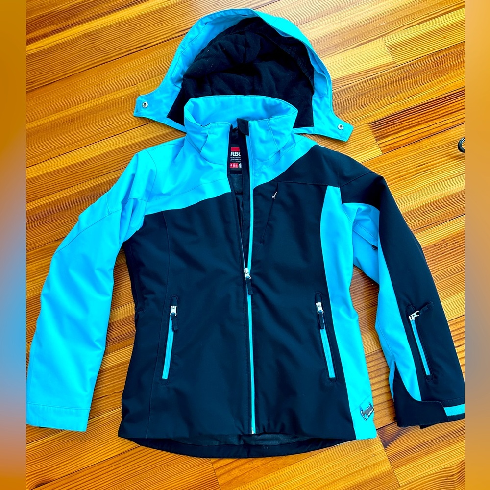 Karbon ski jacket aqua blue/black. Kids’ 14. With free matching pants.